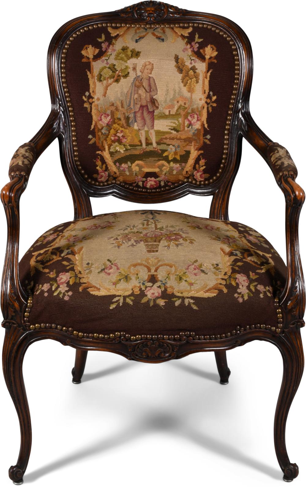 LOUIS XV STYLE BEECHWOOD FAUTEUIL