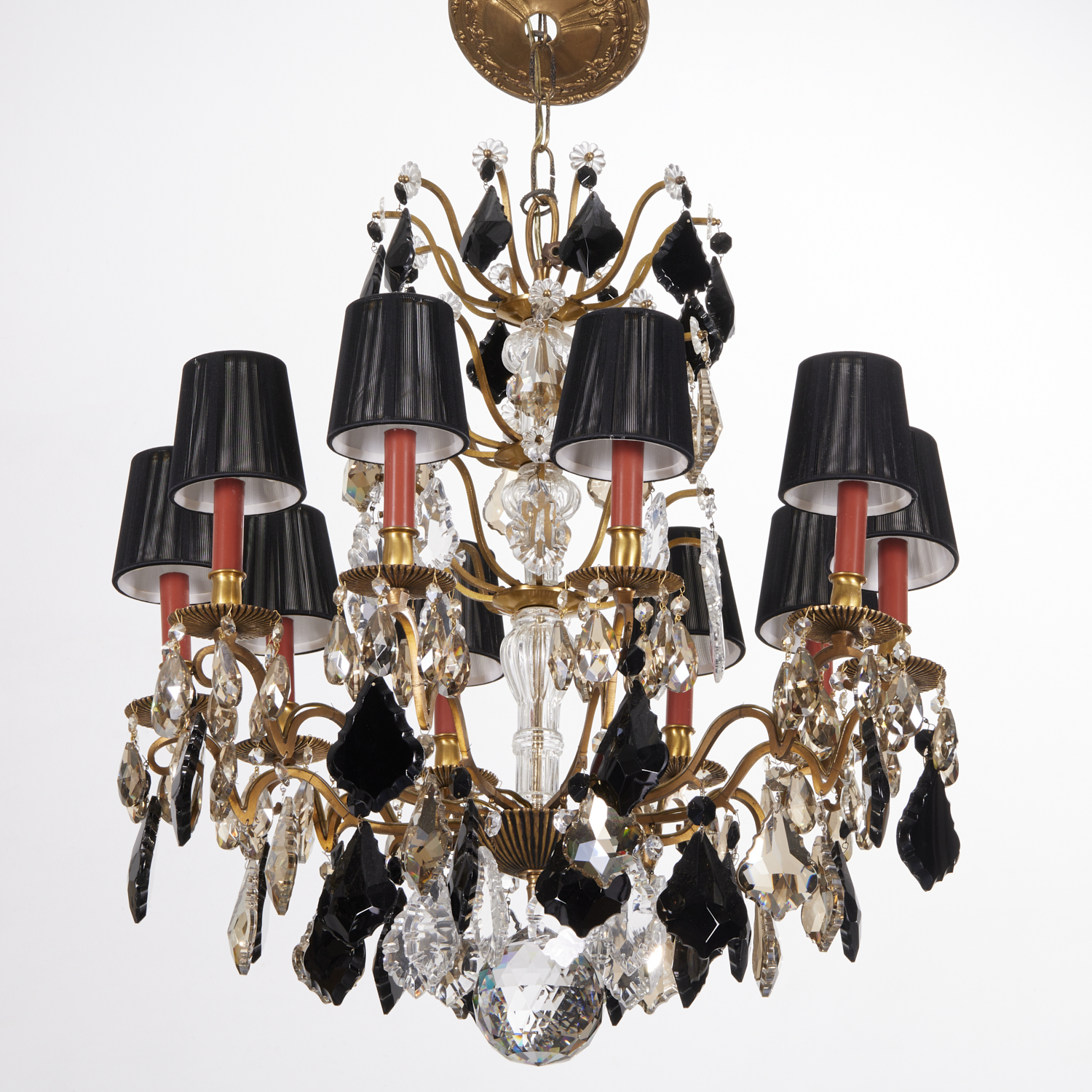 LOUIS XV STYLE BLACK GLASS AND