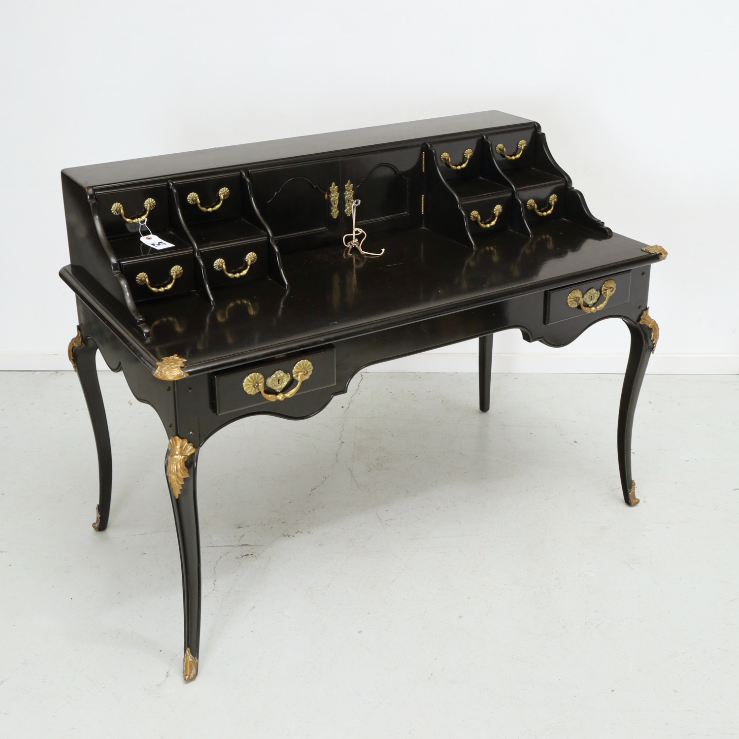LOUIS XV STYLE BLACK LACQUERED DESK