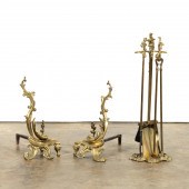LOUIS XV STYLE BRASS CHENETS A