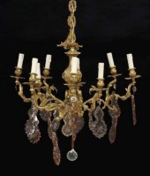 LOUIS XV STYLE BRONZE & CRYSTA