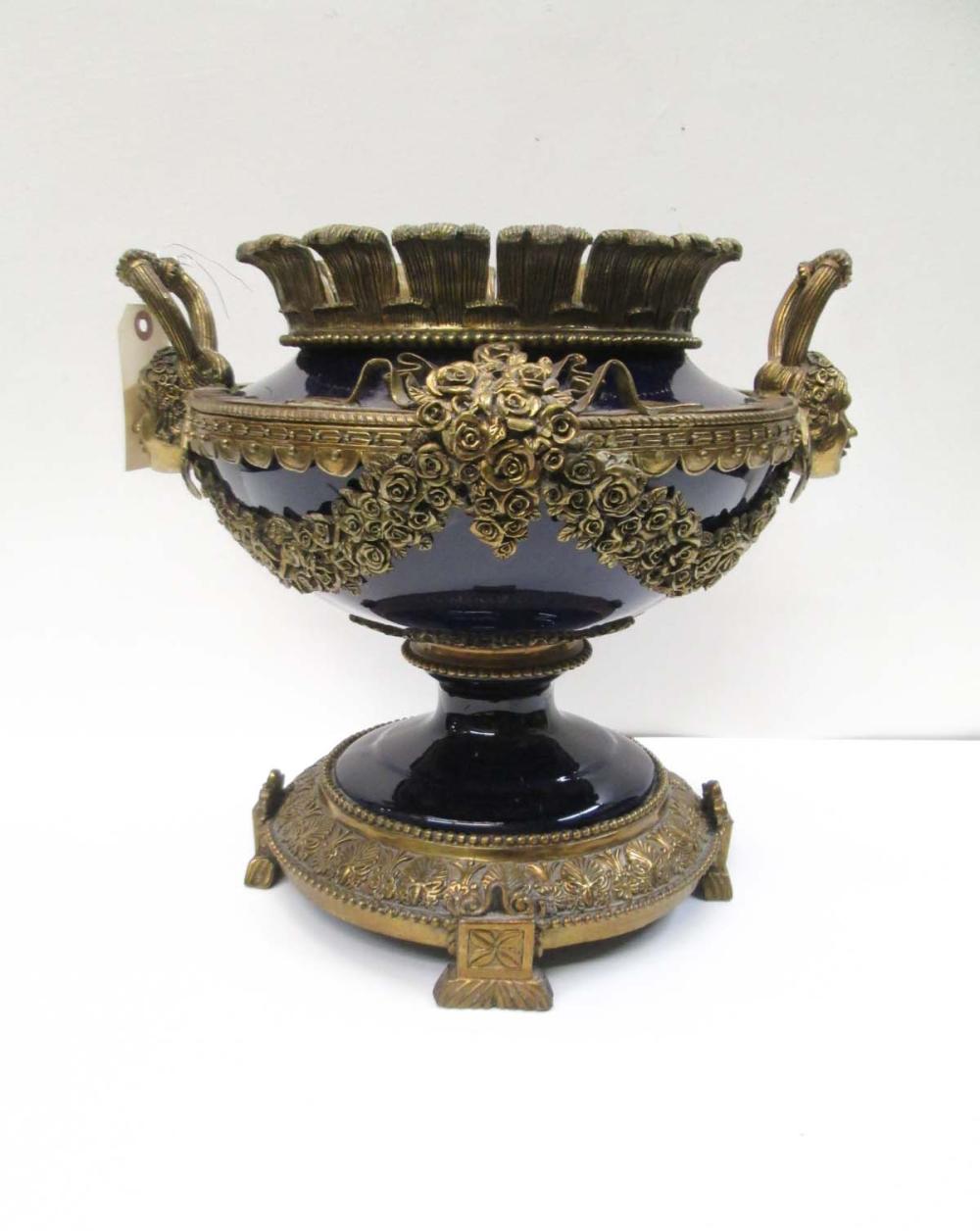 LOUIS XV STYLE BRONZE AND COBALT