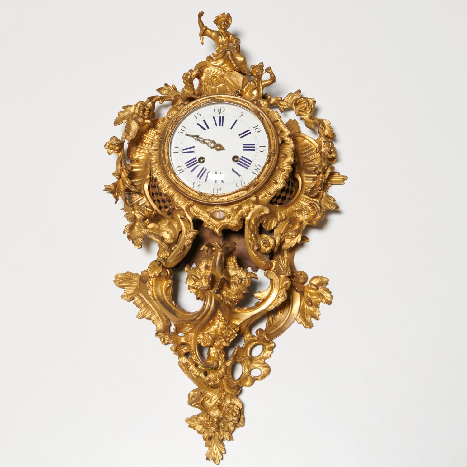 LOUIS XV STYLE BRONZE CARTEL CLOCK,