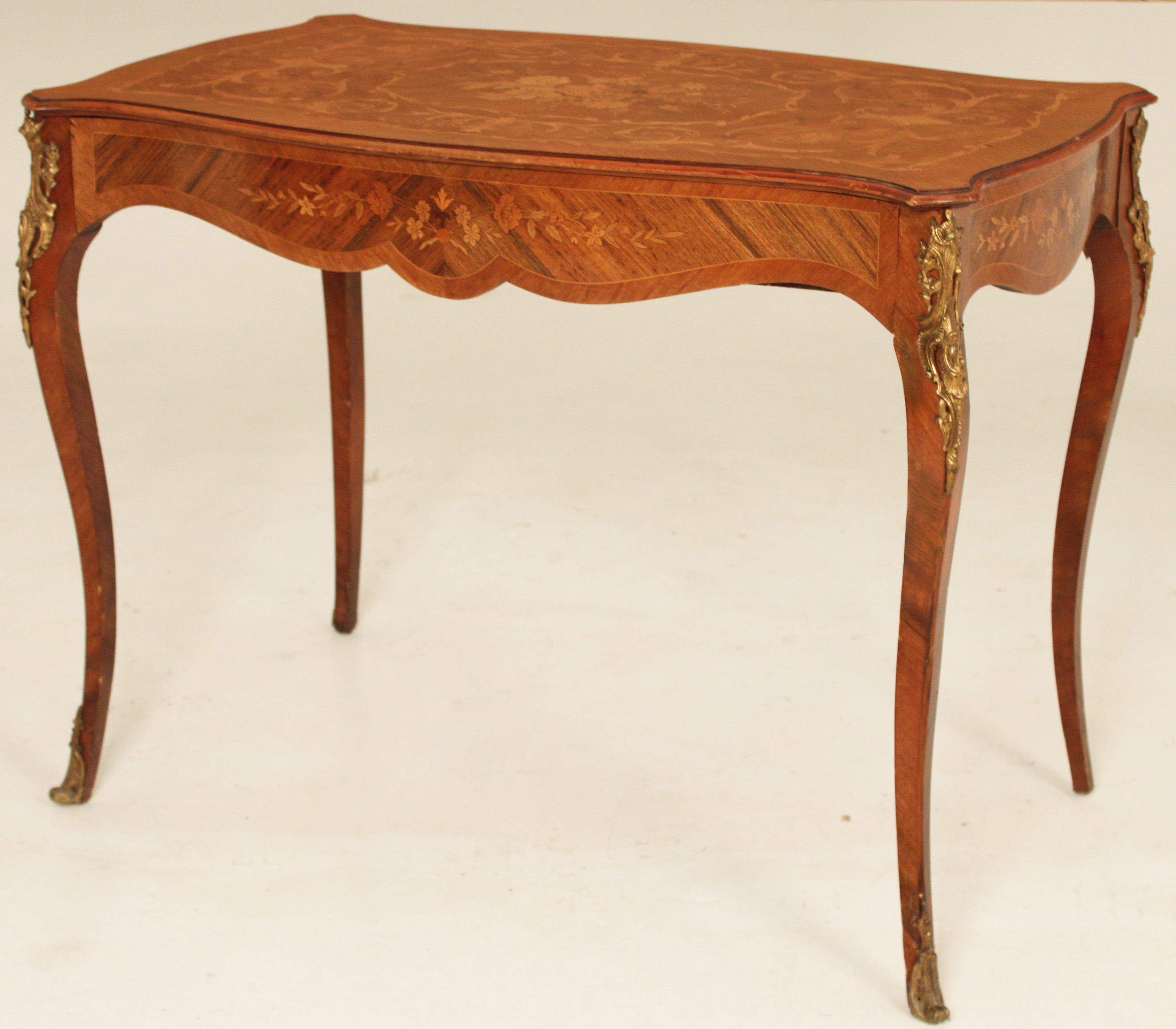 LOUIS XV STYLE BRONZE MTD MARQUETRY