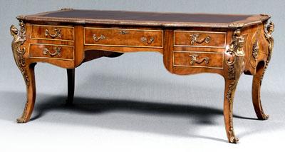 Louis XV style bureau plat, brown