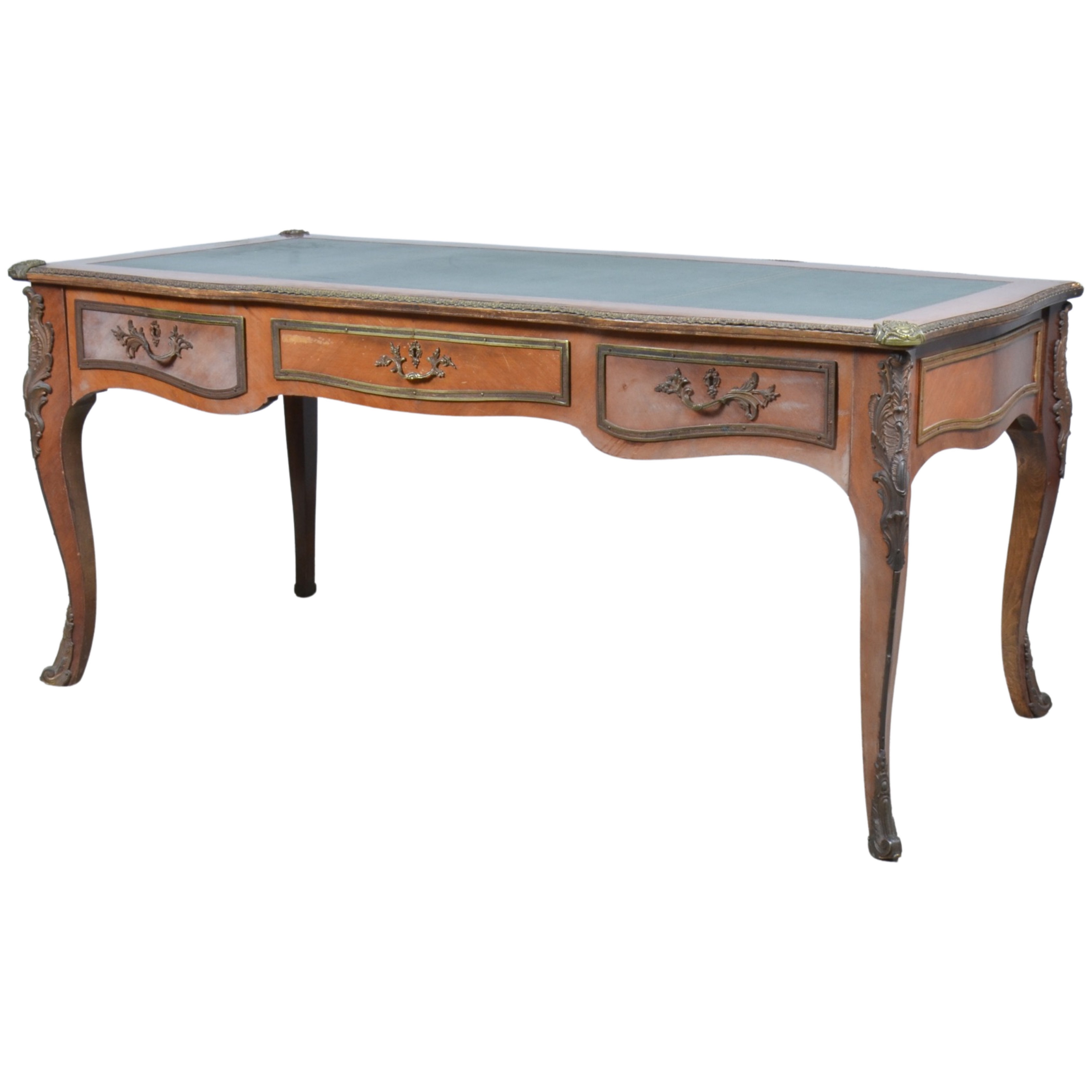 Louis XV style bureauplat, green