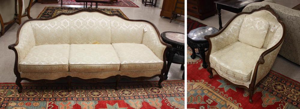 LOUIS XV STYLE CANAPE AND BERGERE