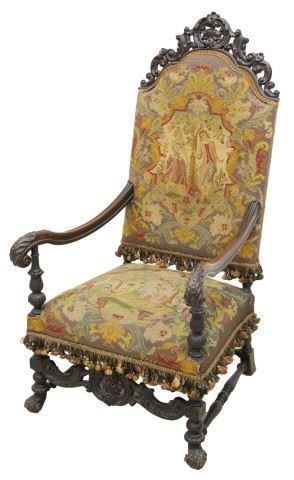 LOUIS XV STYLE CARVED & TAPESTRY
