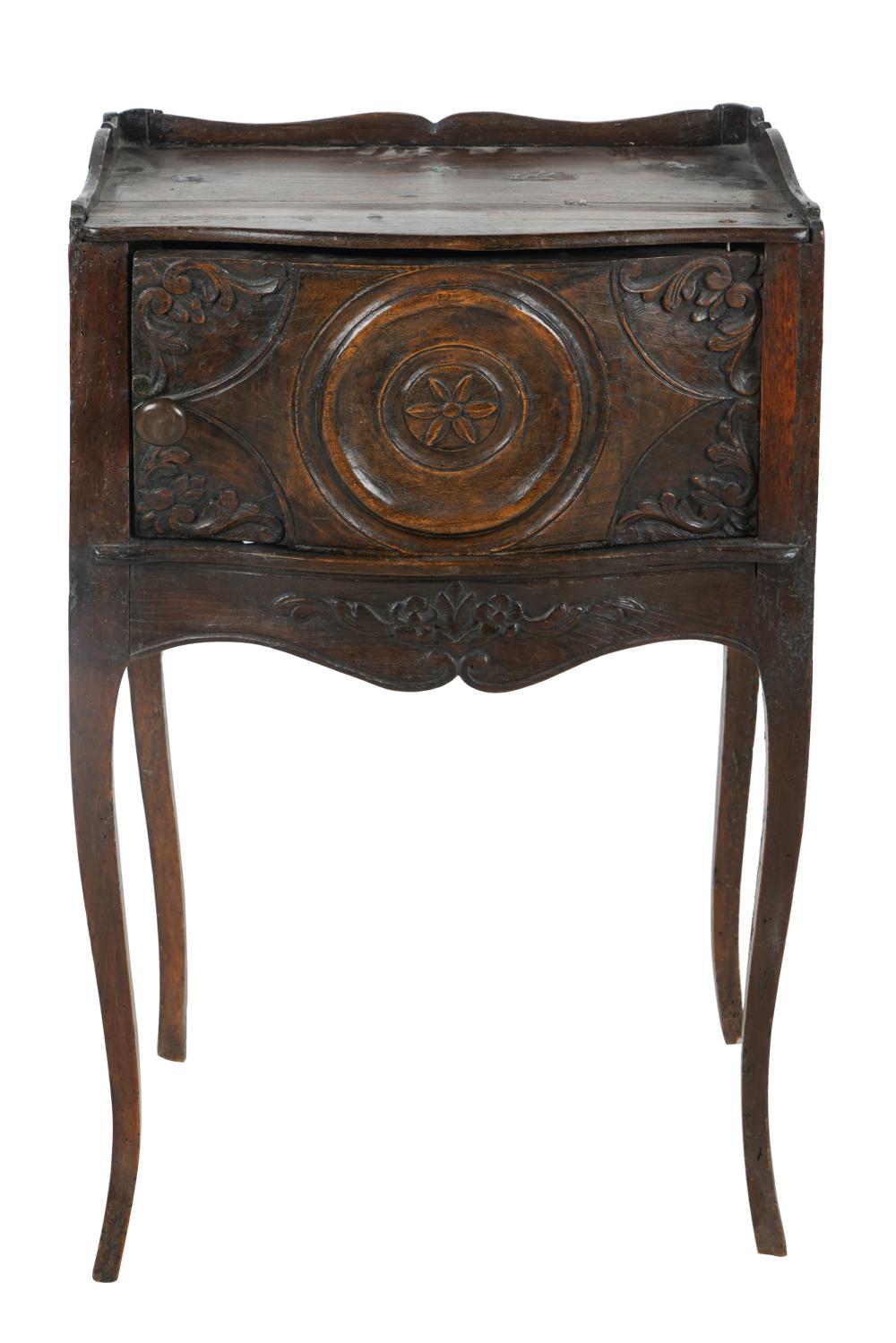 LOUIS XV STYLE CARVED OAK END