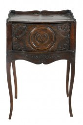 LOUIS XV STYLE CARVED OAK END