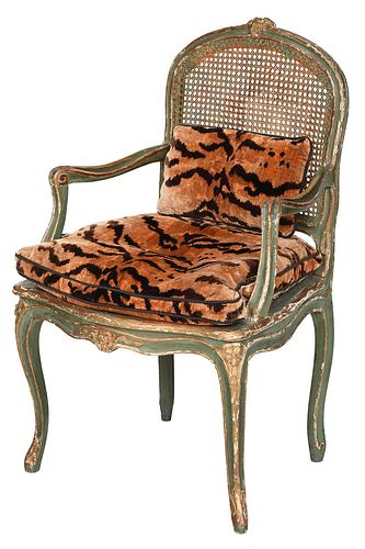 LOUIS XV STYLE CARVED, PAINTED, AND