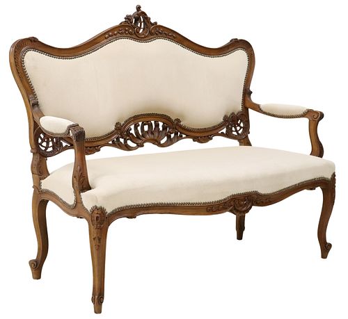 LOUIS XV STYLE CARVED WALNUT