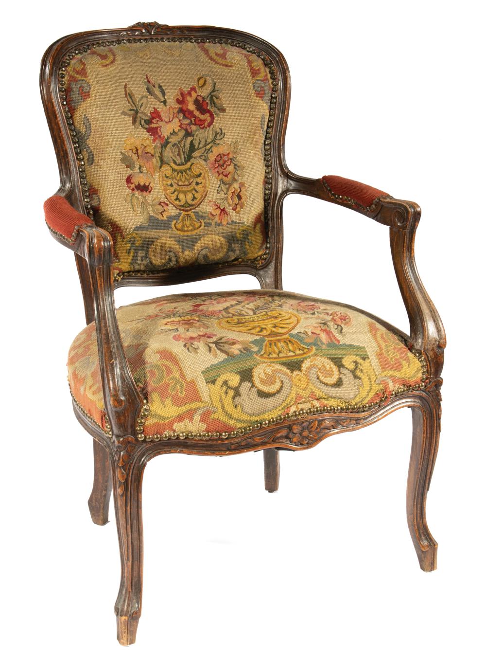 LOUIS XV-STYLE CARVED WALNUT