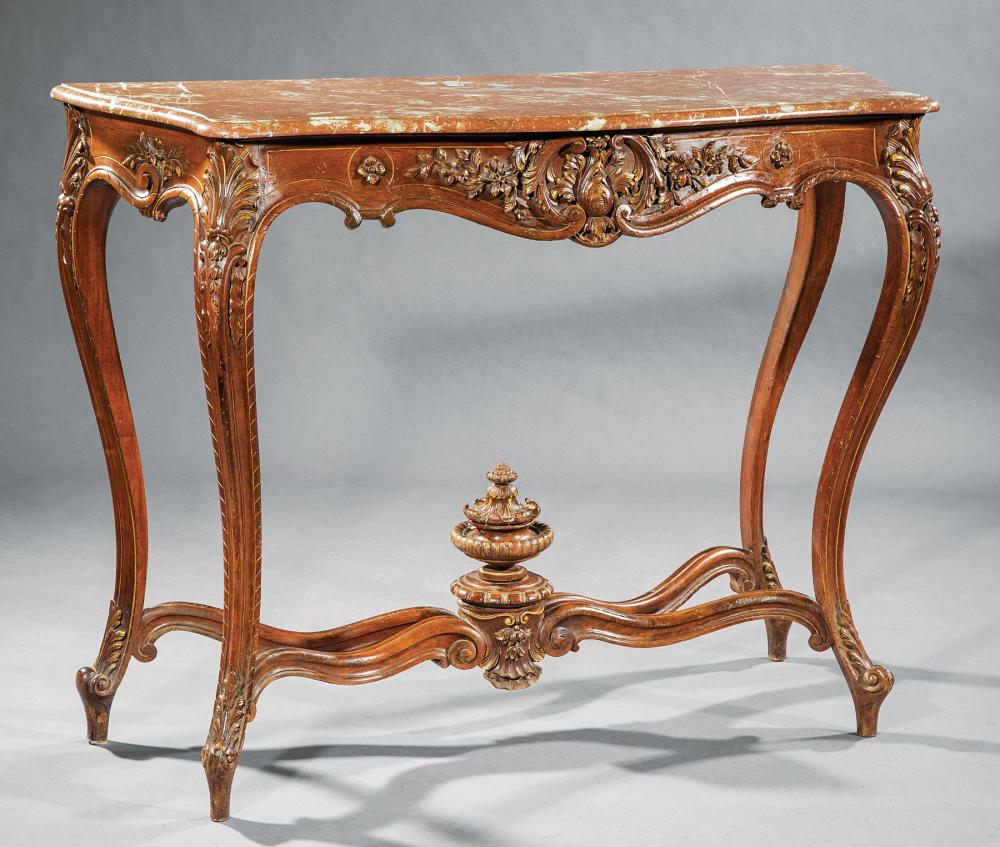 LOUIS XV-STYLE CARVED WALNUT,