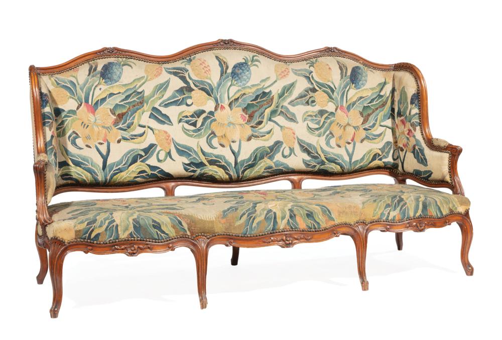 LOUIS XV-STYLE CARVED WALNUT