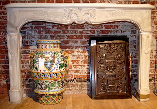 LOUIS XV STYLE CAST STONE FIREPLACE