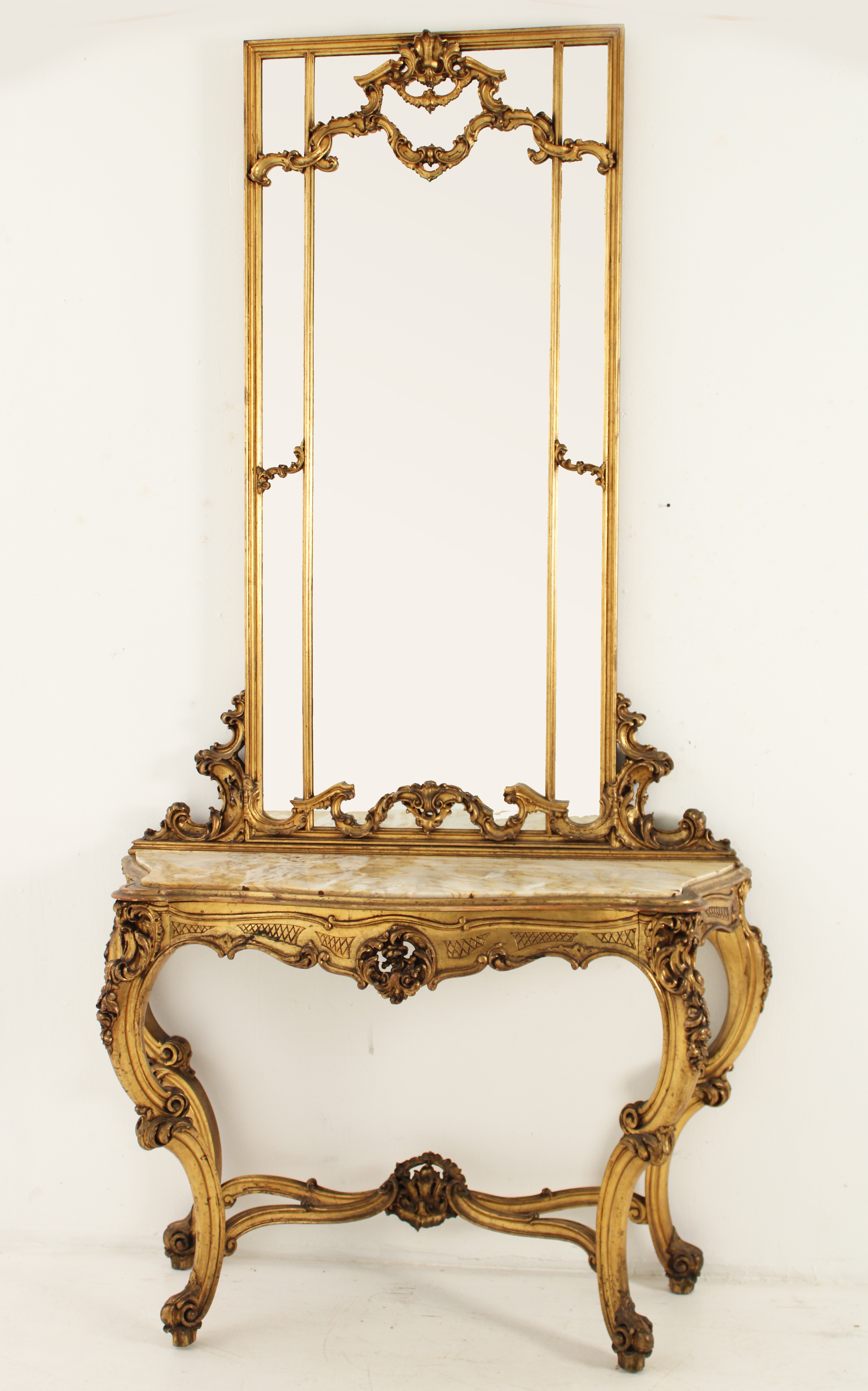 LOUIS XV STYLE CONSOLE AND MIRROR