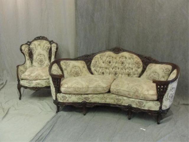 Louis XV Style Curved Arm Sofa &