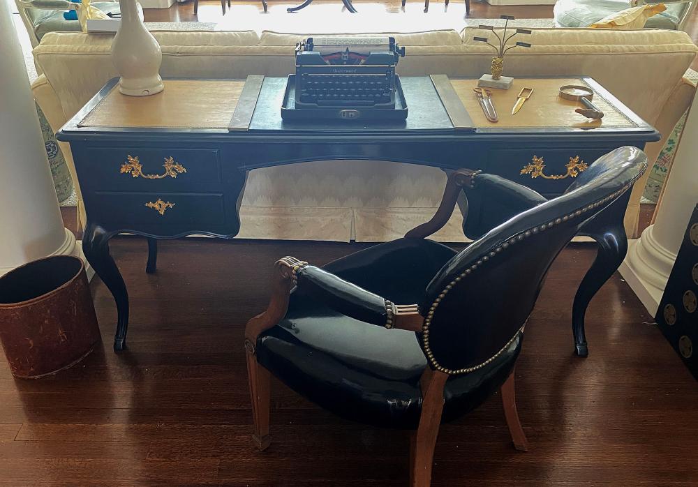 LOUIS XV STYLE EBONIZED DESK WITH