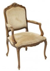 LOUIS XV STYLE FAUTEUIL SUEDE