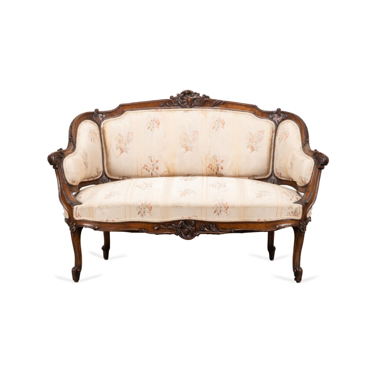LOUIS XV STYLE FRUITWOOD SETTEE,