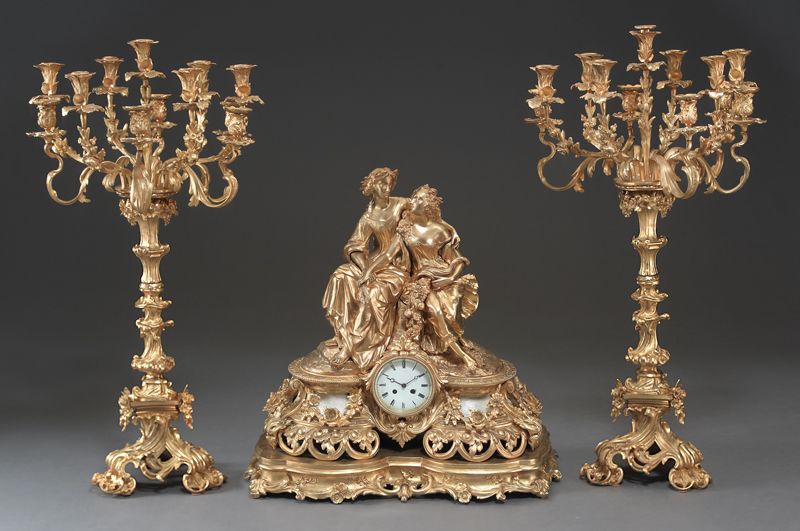 Louis XV style gilt bronze clock