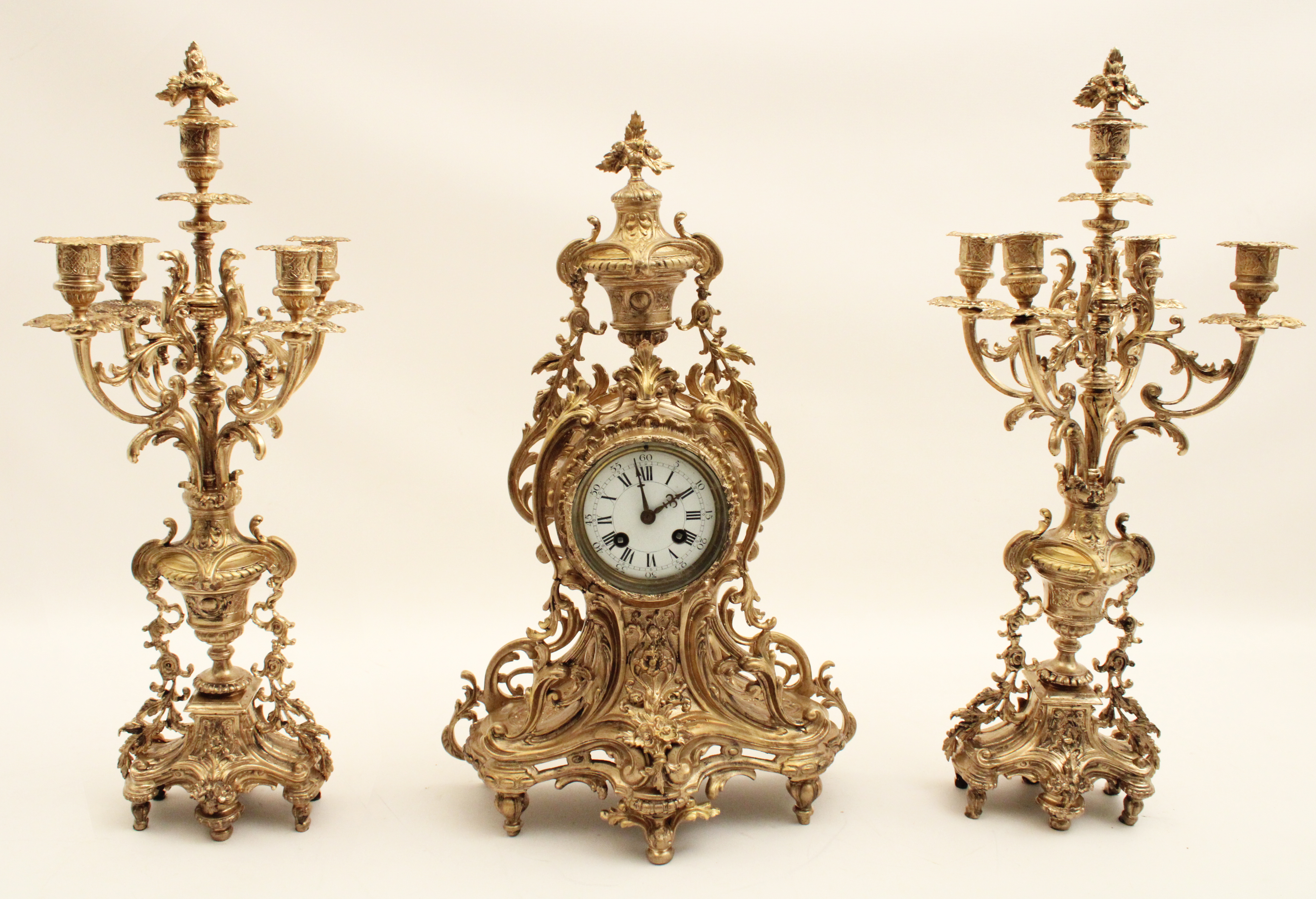 LOUIS XV STYLE GILT BRONZE 3 PC.