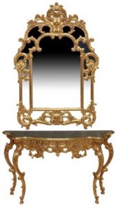 LOUIS XV STYLE GILT MIRRORED C