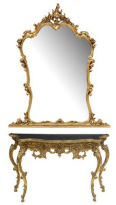 LOUIS XV STYLE GILT MIRRORED-T