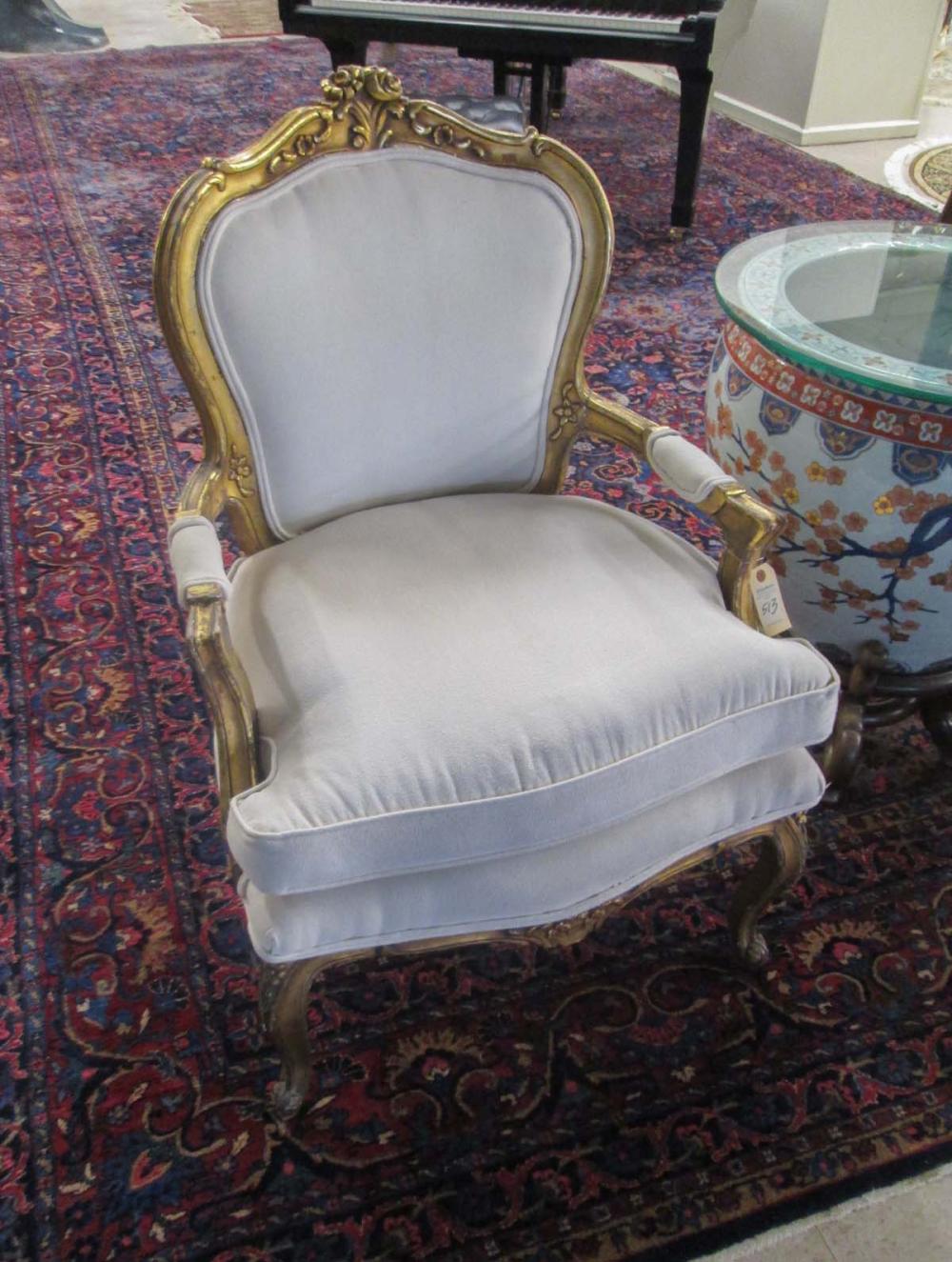 LOUIS XV STYLE GILTWOOD ARMCHAIR,