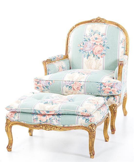 Louis XV style giltwood bergere and
