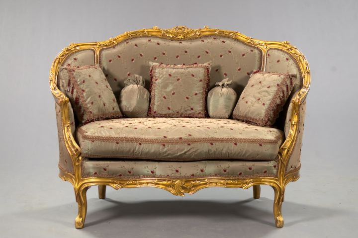 Louis XV-Style Giltwood Canape, 