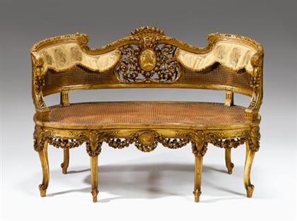 Louis XV style giltwood, cane and