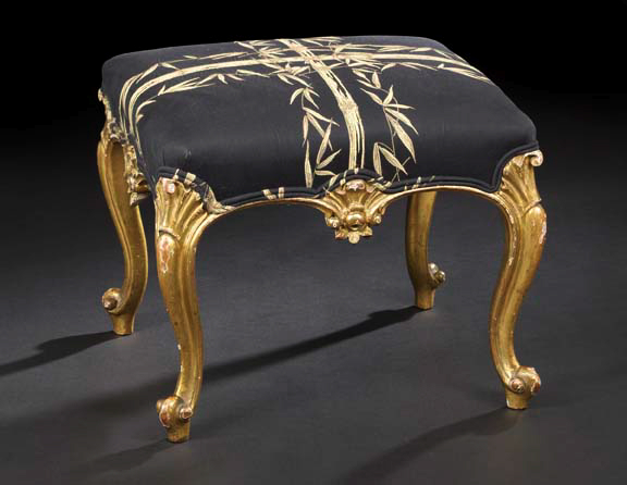 Louis XV-Style Giltwood Stool, 