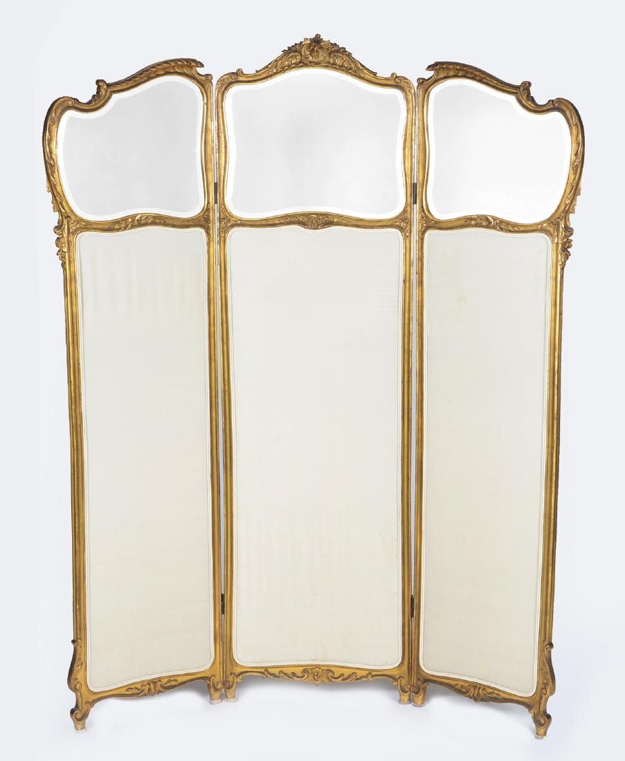 LOUIS XV STYLE GILTWOOD THREE PANEL