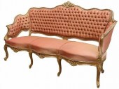 LOUIS XV STYLE GILTWOOD TUFTED