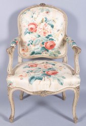 LOUIS XV STYLE GREEN PAINTED F