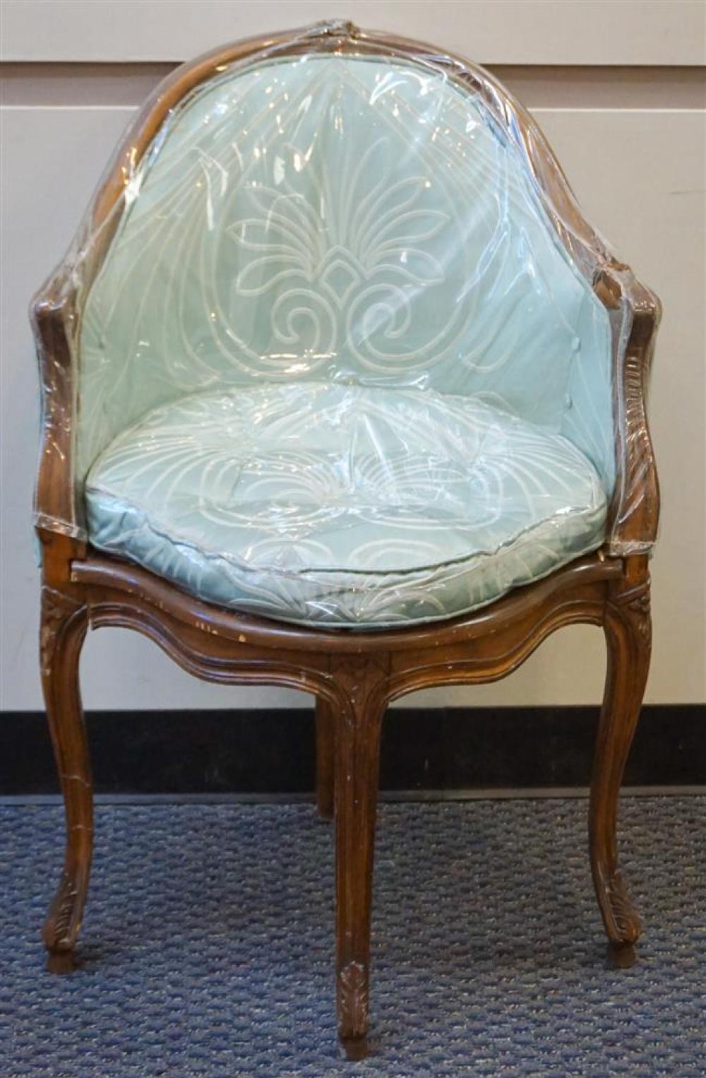 LOUIS XV STYLE GREEN UPHOLSTERED