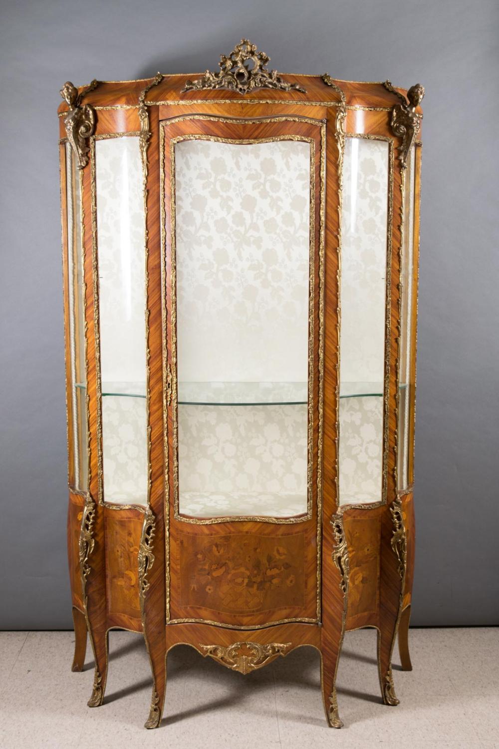 LOUIS XV STYLE INLAID AND ORMOLU
