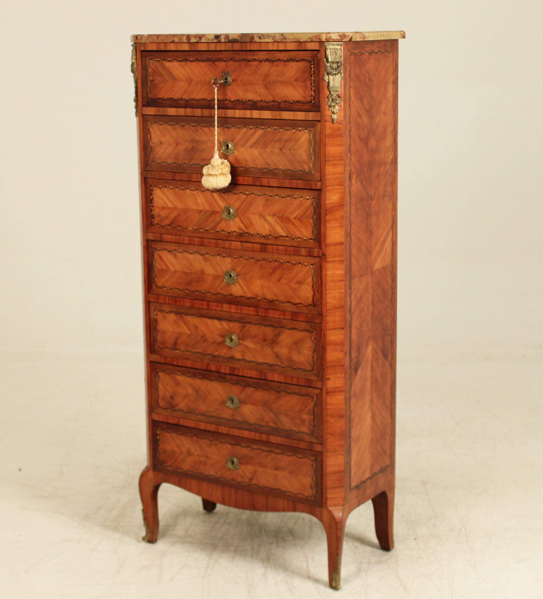 LOUIS XV STYLE INLAID MARBLE TOP