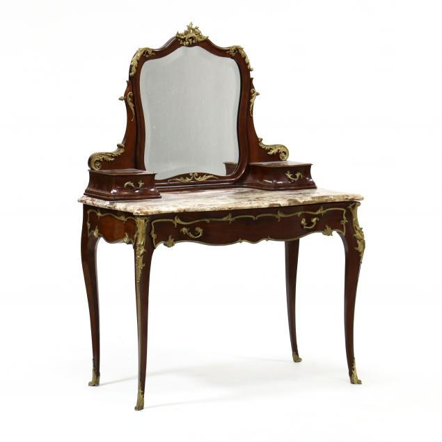 LOUIS XV STYLE MAHOGANY, MARBLE AND