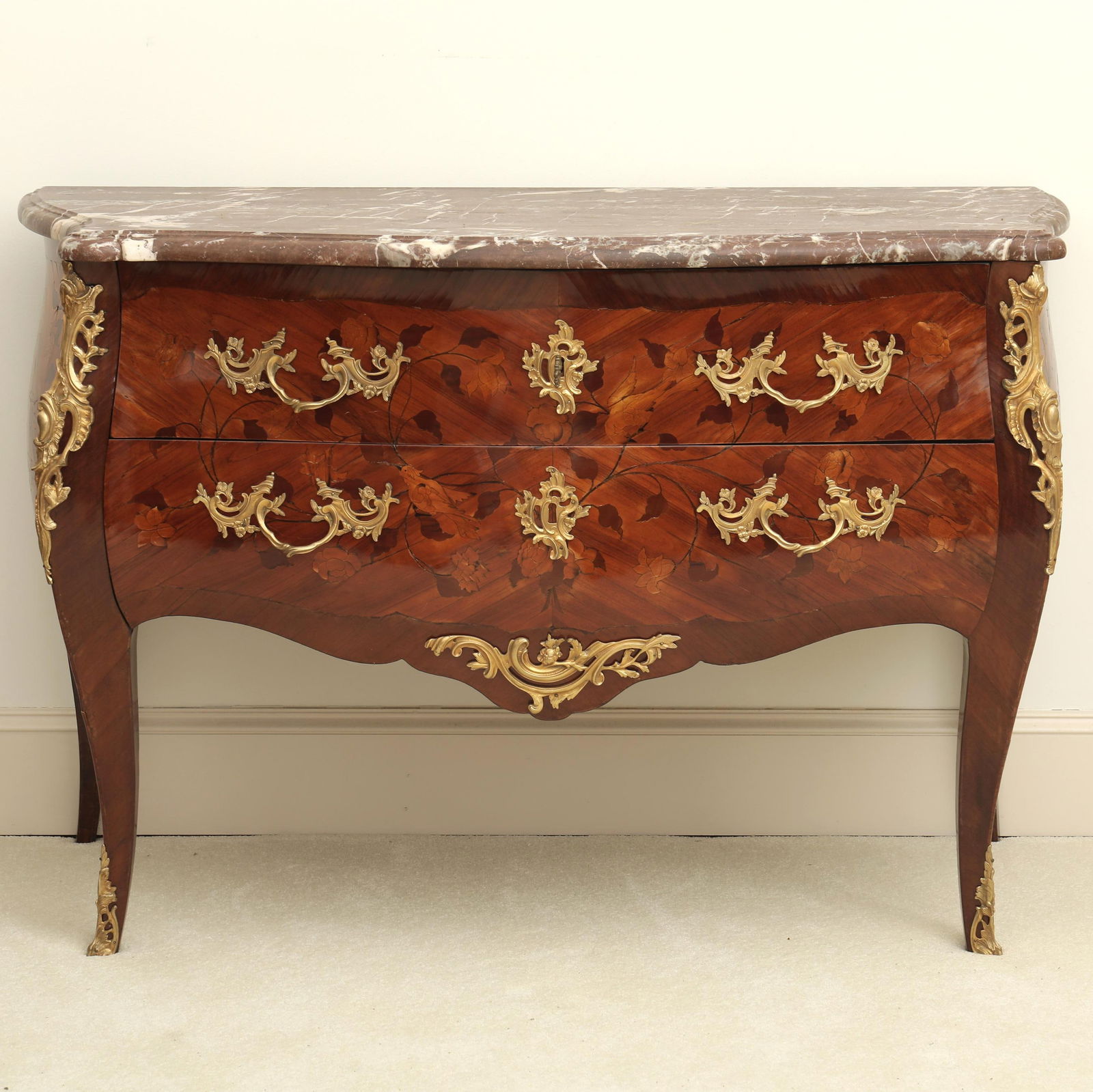 LOUIS XV STYLE MARBLE, MARQUETRY