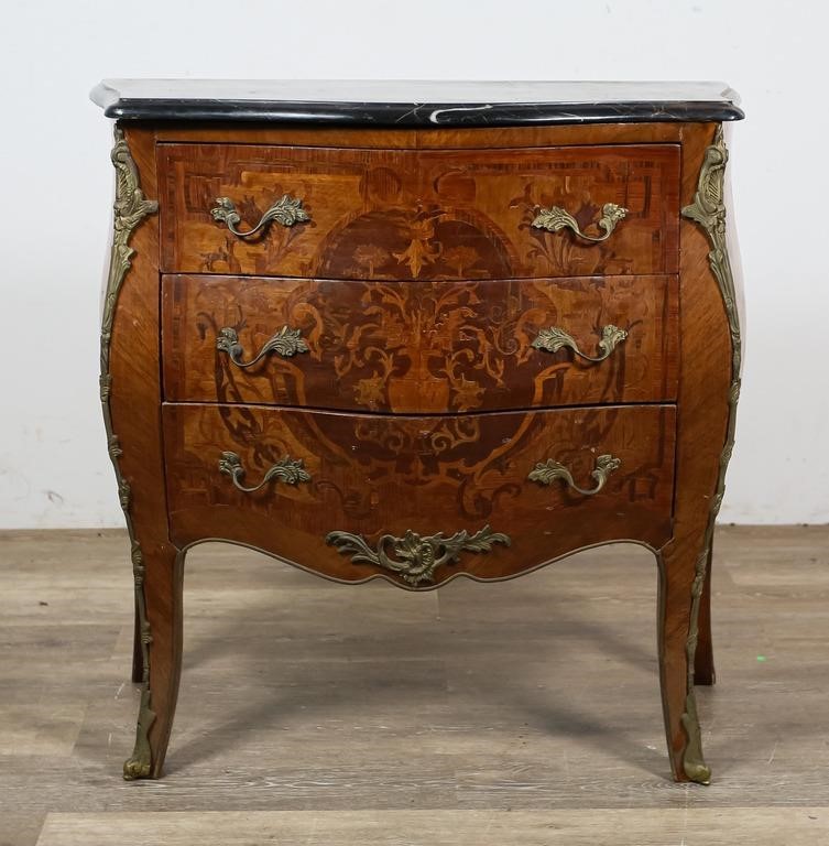 LOUIS XV STYLE MARBLE TOP BOMBE
