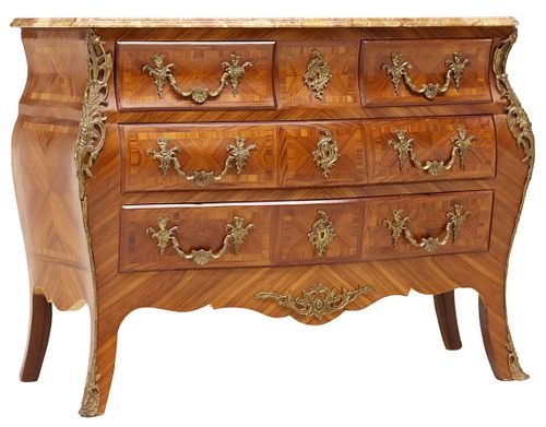 LOUIS XV STYLE MARBLE-TOP BOMBE