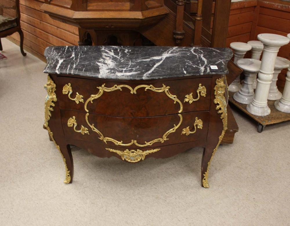 LOUIS XV STYLE MARBLE-TOP BOMBE
