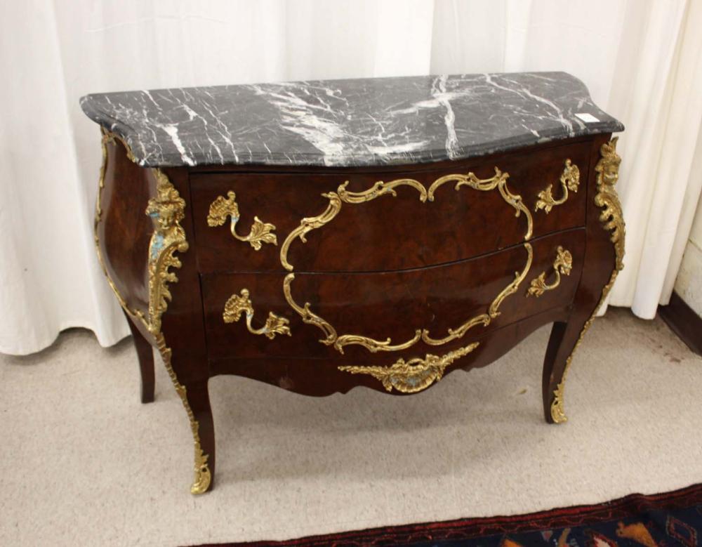 LOUIS XV STYLE MARBLE-TOP BOMBE
