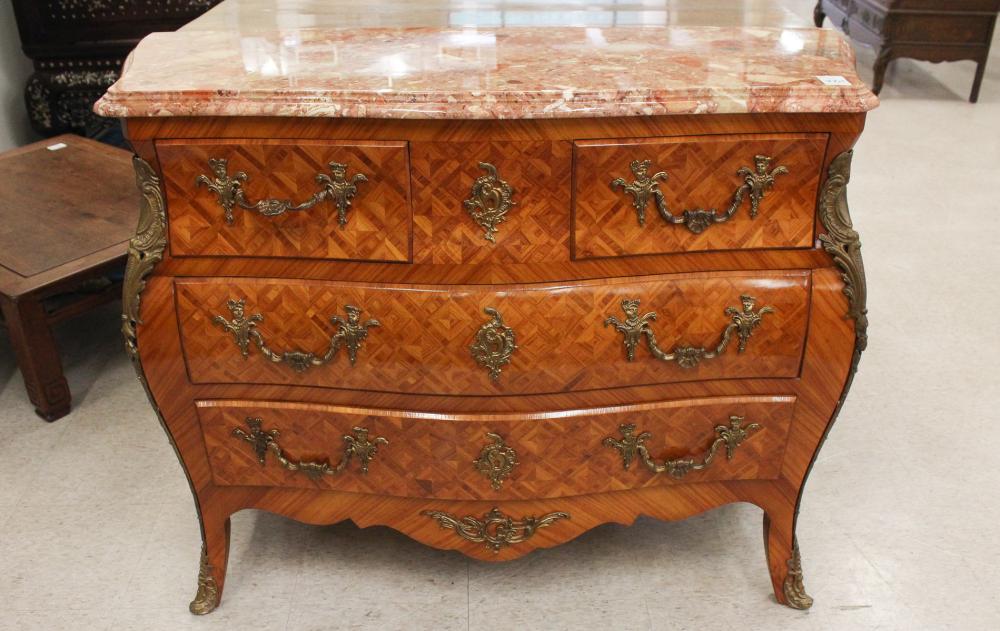 LOUIS XV STYLE MARBLE-TOP BOMBE