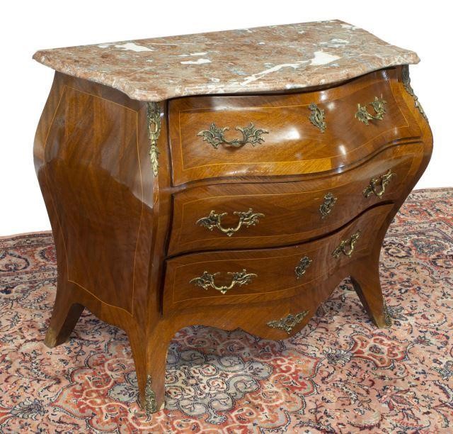 LOUIS XV STYLE MARBLE-TOP BOMBE