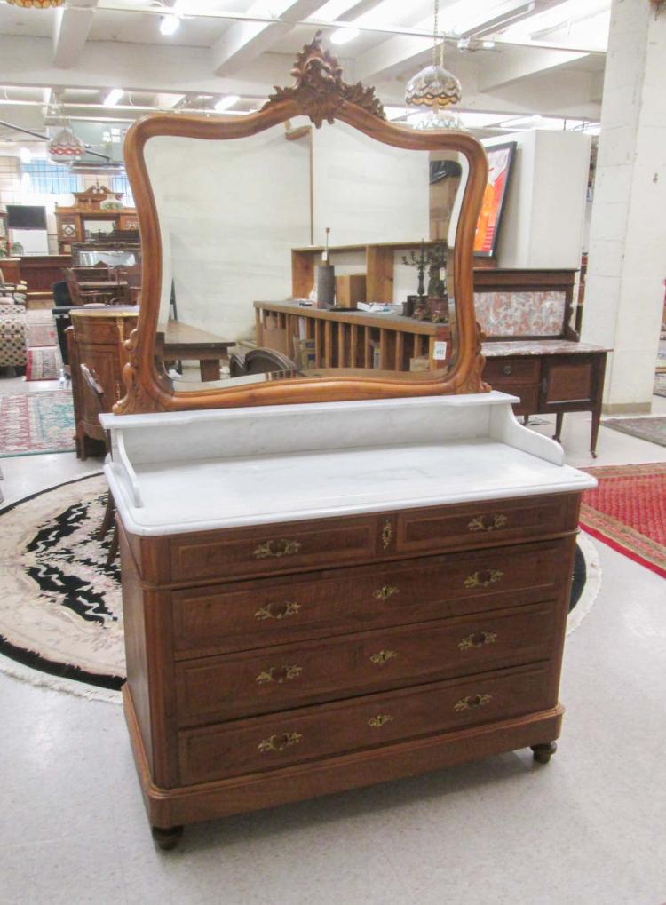 LOUIS XV STYLE MARBLE-TOP DRESSER
