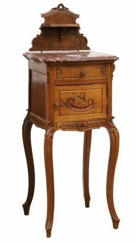 LOUIS XV STYLE MARBLE-TOP WALNUT
